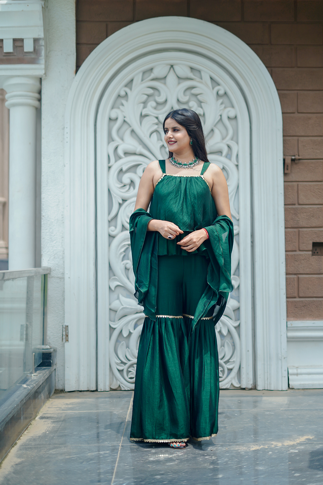 V Glame Green Grace Three-Piece Set – V Silk Ensemble